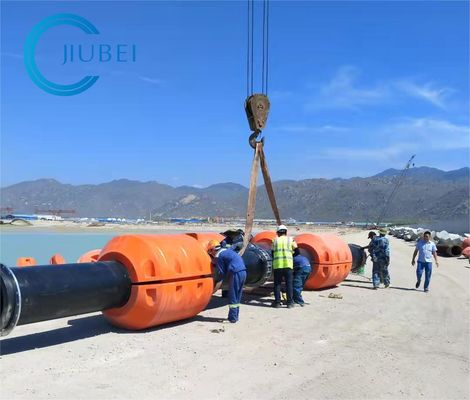 Orange/gelber zylinderförmiger HDPE Rohr-Landstreicher DN1100 für Bagger-Rohrleitungen
