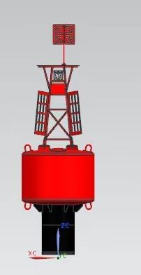 Gelb/Rot/Grün Polyethylenboje UV-beständig Witterungsbeständig 1550mm Brennflächenhöhe 800kg wartungsfrei